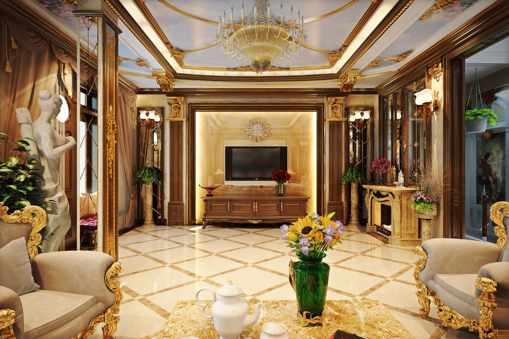 Xem mẫu phòng khách đẹp với phong cách cổ điển sang trọng